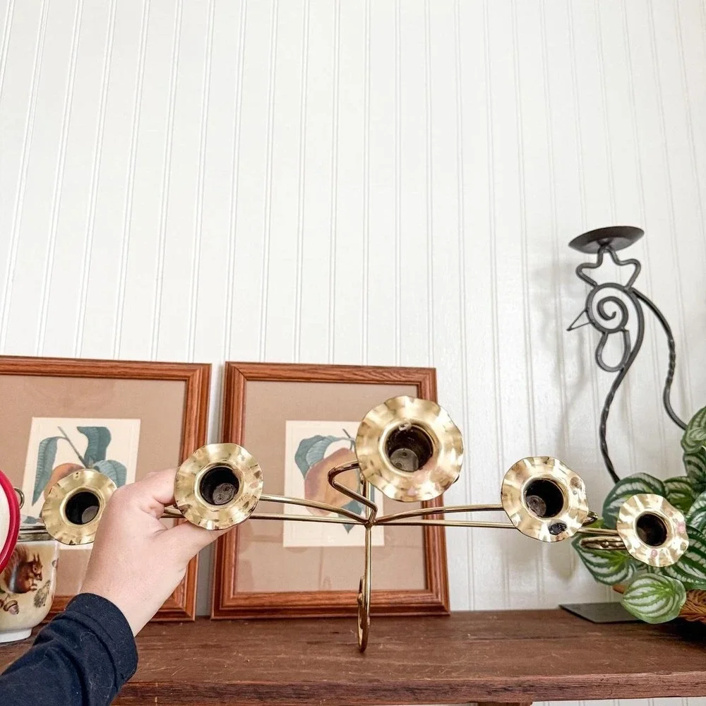Vintage Gold Toned 5 Arm Candelabra